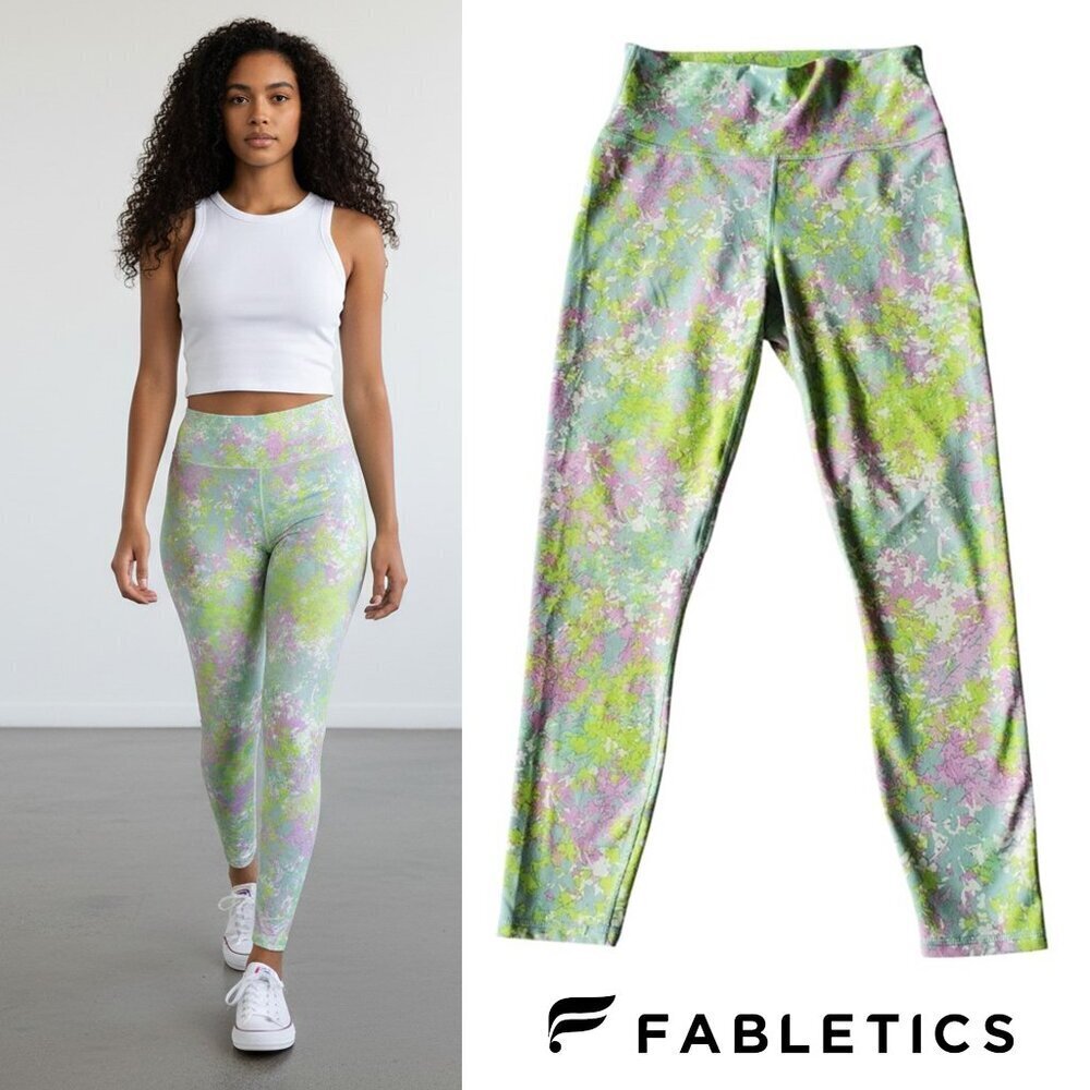 Fabletics Power Hold High Waisted 7/8 Length Bright Pastel Floral pocket XS
